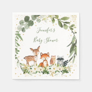 Servilleta De Papel Bosque forestal Woodland Baby Shower Greenery
