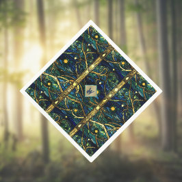 Servilleta De Papel Bosque marino Verde azulado y dorado con monograma