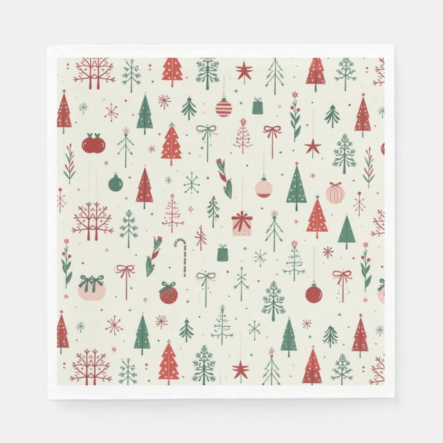 Servilleta De Papel Bosque navideño escandinavo (Anverso)