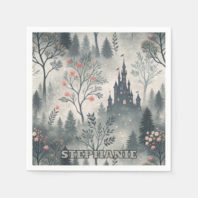 Servilleta De Papel Bosque nigeriano encantado con Castillo Oscuro - É (Anverso)