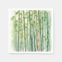 Bosque pacífico de bambú en acuarela