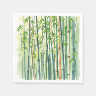 Servilleta De Papel Bosque pacífico de bambú en acuarela