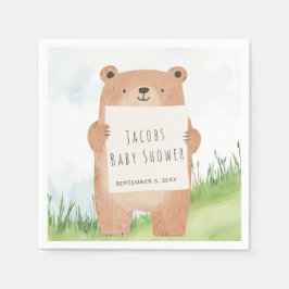 Servilleta De Papel Bosque rústico de Cute Bear Baby Shower