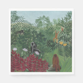 Servilleta De Papel Bosque tropical con simios y serpientes (Rousseau)
