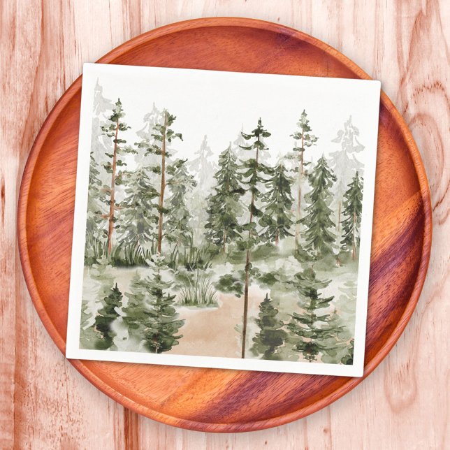 Servilleta De Papel Bosque Verde Acuarela (In situ)