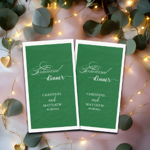 Servilleta De Papel Bosque verde cena de ensayo de caligrafía elegante