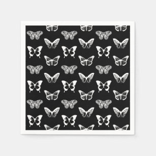 Servilleta De Papel Bosquejo de la mariposa, blanco y negro