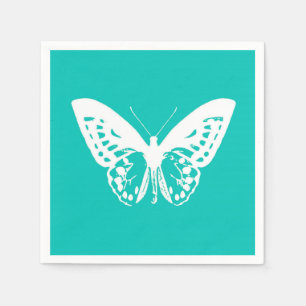 Servilleta De Papel Bosquejo, turquesa y blanco de la mariposa