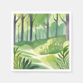 Servilleta De Papel Bosques Caprichosos | Paisaje Acuarela del Bosque