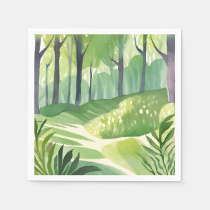 Servilleta De Papel Bosques Caprichosos Paisaje Acuarela del Bosque