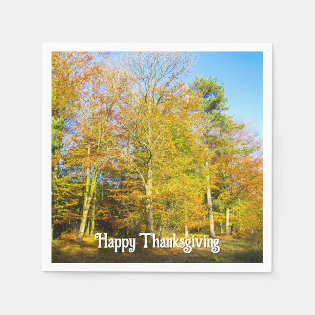 Servilleta De Papel Bosques y Sunshine otoñales - Acción de Gracias Pe (Anverso)