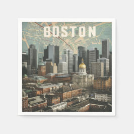 Servilleta De Papel Boston, Boston Massachusetts panorama de la ciudad