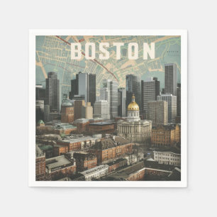 Servilleta De Papel Boston, Boston Massachusetts panorama de la ciudad