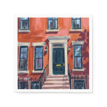 Boston Brownstones Massachusetts Acuarela