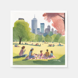 Servilleta De Papel Boston Common Picnic | Summer Watercolor Painting