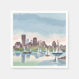 Servilleta De Papel Boston Harbor | Boston Massachusetts Watercolor