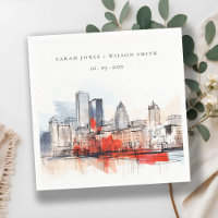 Boston Massachusetts City Scape Watercolor Boda