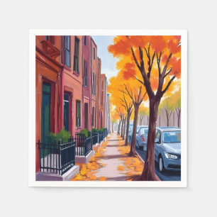 Servilleta De Papel Boston Otoño Follaje Otoñal Acuarela