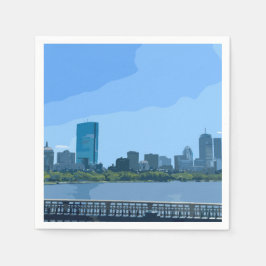 Servilleta De Papel Boston Skyline Charles River Painting