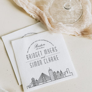 Servilleta De Papel Boston, Skyline Mass Deco   Napkins de eventos de 