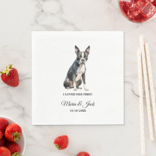 Servilleta De Papel Boston Terrier Cóctel de Mascotas Boda