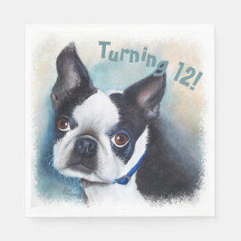 Servilleta De Papel Boston Terrier cumple 12 años Fiesta