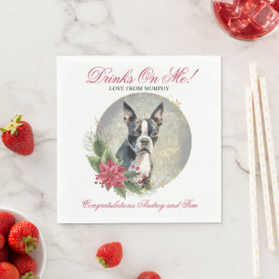 Servilleta De Papel Boston Terrier Drinks on Me foto de perro