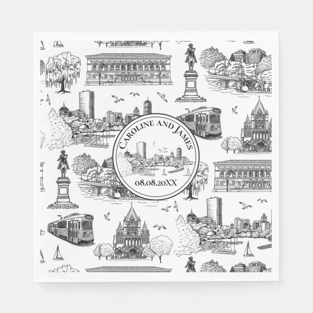 Servilleta De Papel Boston Toile (Ed. Aniversario) Negro/Blanco (Anverso)