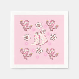 Servilleta De Papel Bota de vaquera de disco y cactus