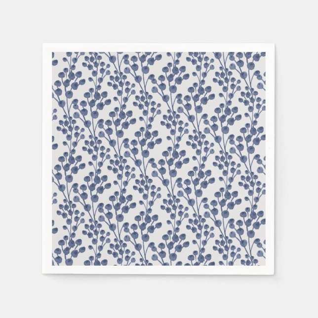 Servilleta De Papel Botánica de la Marina Azul (Anverso)