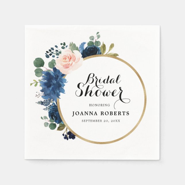 Servilleta De Papel Botánica rosa rosa rosa rosa de la Marina Azul Rub (Anverso)