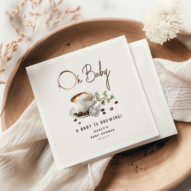 Servilleta De Papel Botanical Baby is Brewing' Coffee Baby Shower (Subido por el creador)