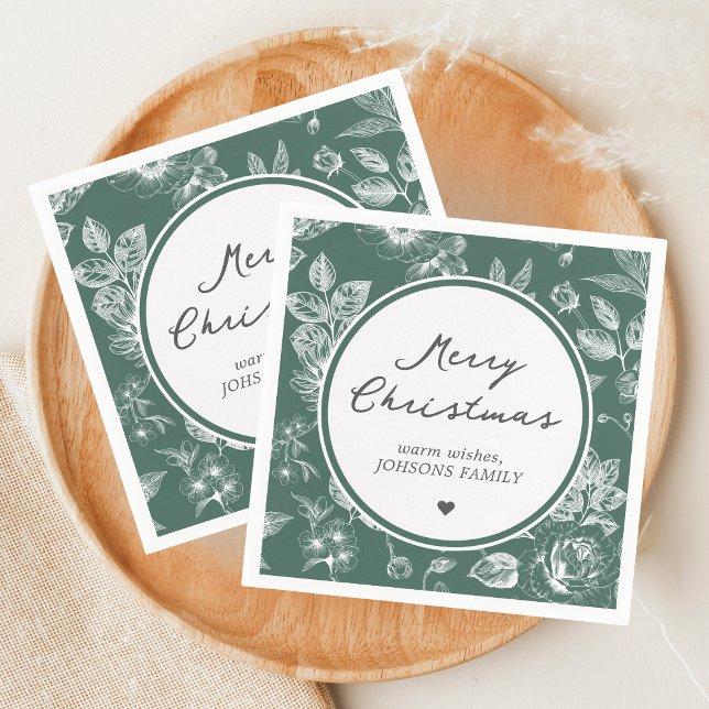 Servilleta De Papel Botanical Christmas (Christmas Family Holiday Napkin)