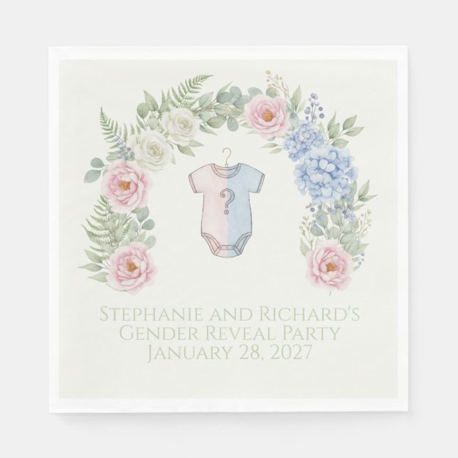 Servilleta De Papel Botanical Gender Reveal Napkin (Anverso)