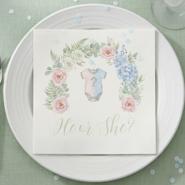 Servilleta De Papel Botanical Gender Reveal Napkin