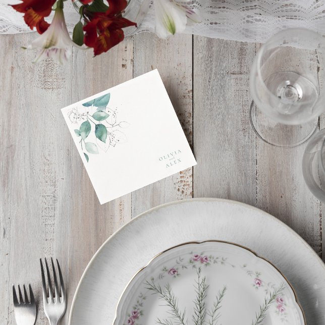 Servilleta De Papel Botanical Greenery Wedding Napkin (Subido por el creador)