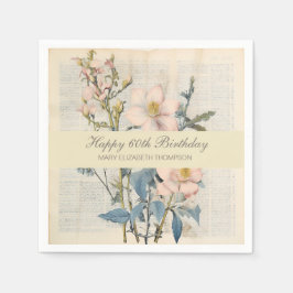 Servilleta De Papel  Botanical Vintaqe Wildflower 60th Birthday