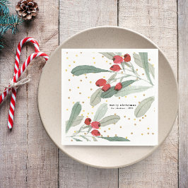 Servilleta De Papel Botánico Verde Acolorado Berries Personalizado