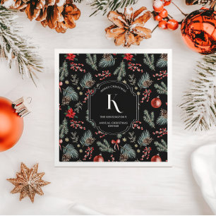 Servilleta De Papel Botánicos de Invierno Navidad con Monograma