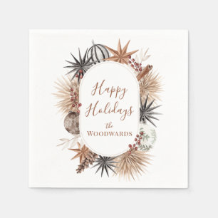 Servilleta De Papel Botánicos personalizados de Navidad Boho