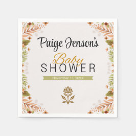 Servilleta De Papel Botánicos verdes y marrones modernos Baby Shower