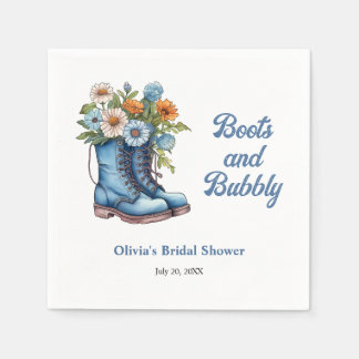 Servilleta De Papel Botas Azules y Burbujeante Fiesta de Despedida de 