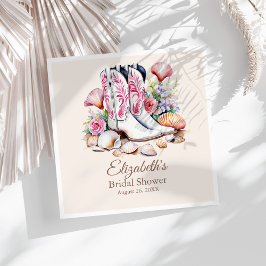 Servilleta De Papel Botas de vaquera costeras rosadas boho para fiesta