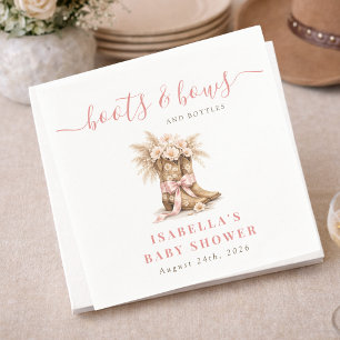 Servilleta De Papel Botas, lazos y botellas Floral Baby Shower Western
