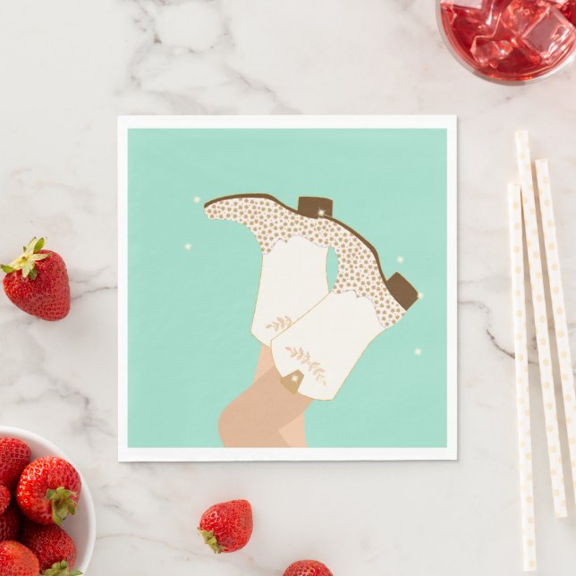 Servilleta De Papel Botas modernas de vaquera femeninas Stars Mint (In situ)