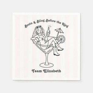 Servilleta De Papel Botas y Brillo Antes de la Despedida de Soltera