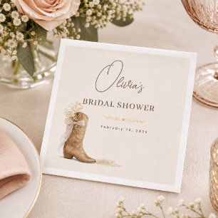 Servilleta De Papel Botas y Brunch Arco Floral Desayuno Nupcial 