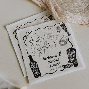 Servilleta De Papel Botas y Burbujeante Despedida de Soltera Country W