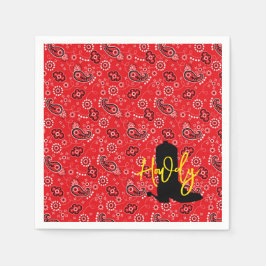 Servilleta De Papel Bote de Cowboy Spurs Silhouette HOWDY bandana roja