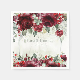 Servilleta De Papel Botella De Peonies Boda Cocktail Napkins